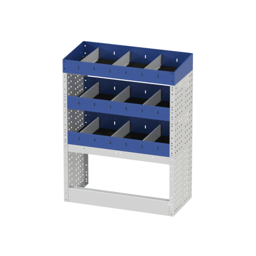 Module BASE pour le côté droit avec étagères avec étagères et séparateurs en acier.