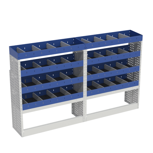 Ce module pour aménager votre Talento dispose de: 2 couvre passage de roue ouverts avec huit étagères avec séparateurs internes et étagères d'extrémité.